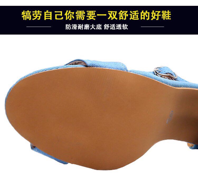 粗跟高跟鞋凉鞋细节图