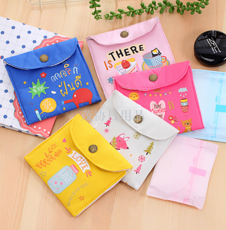 帆布卫生巾收纳包大容量女生卫生棉收纳袋可爱大姨妈巾细节图