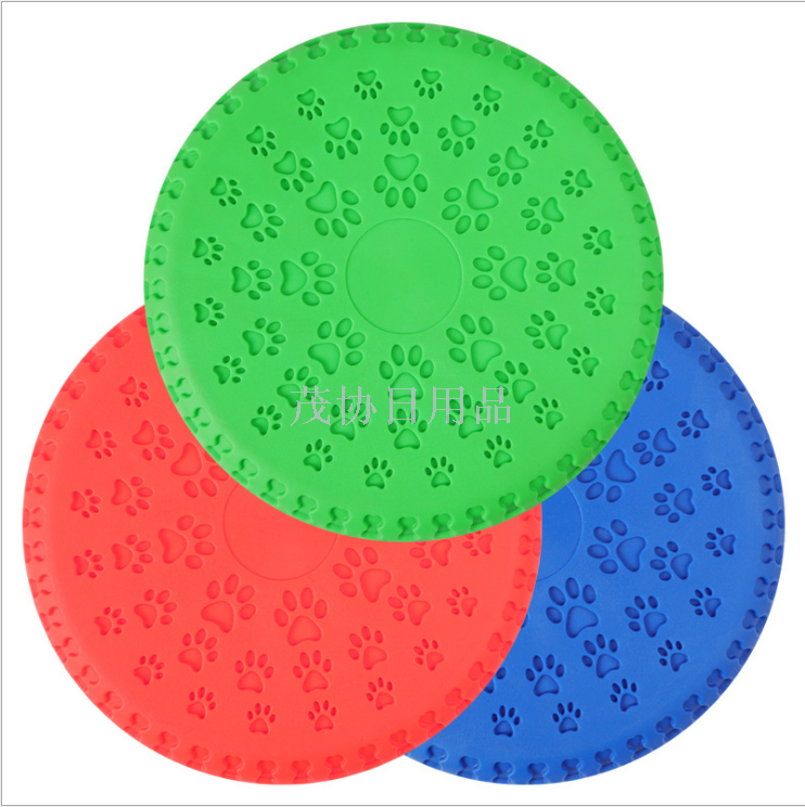 Pipi Tao rubber bone footprint pet Frisbee 23cm soft and chewy, dog training toy dog frisbee Application Scenario