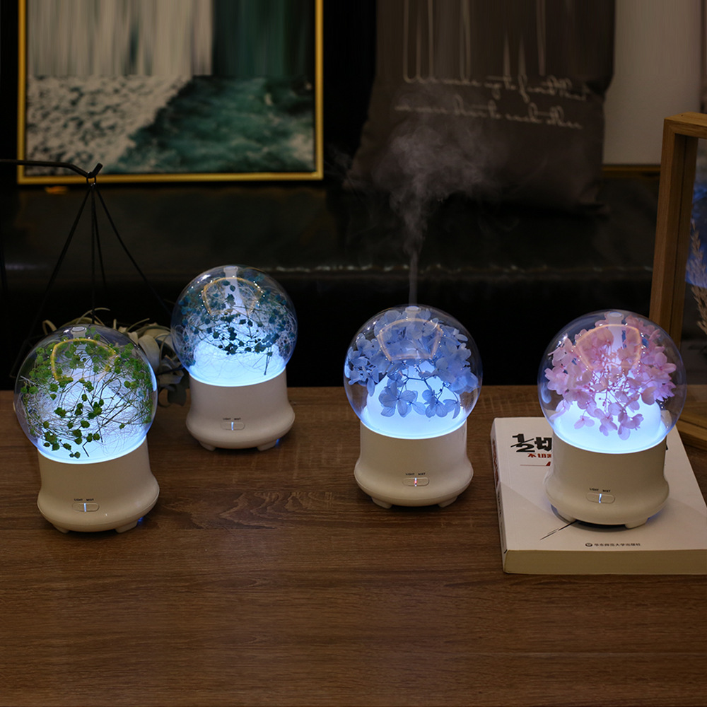 Creative Eternal flower Aromatherapy machine LED light Humidifier USB Eternal Flower Humidifier Beauty water replenisher
