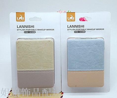 10 yuan geometric horizontal line PU leather mirror double-sided folding makeup mirror European metal body mirror Specification drawing