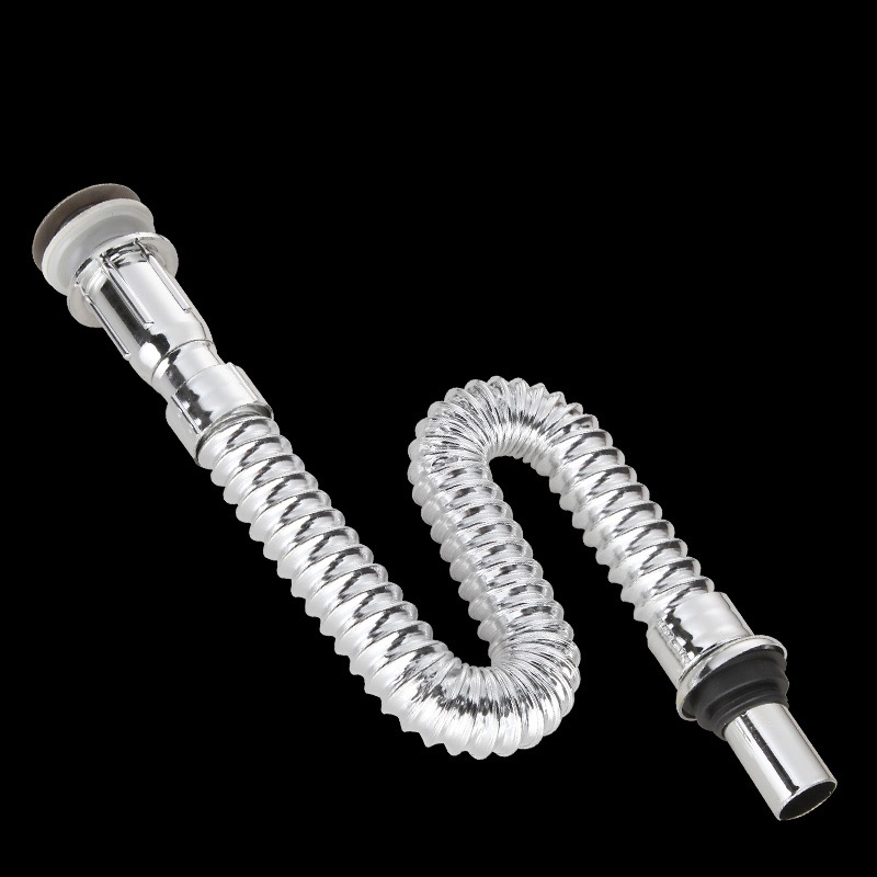 厂家批发电镀软头下水管 S弯防臭多功能胶头软管 翻盖ABS下水管产品图