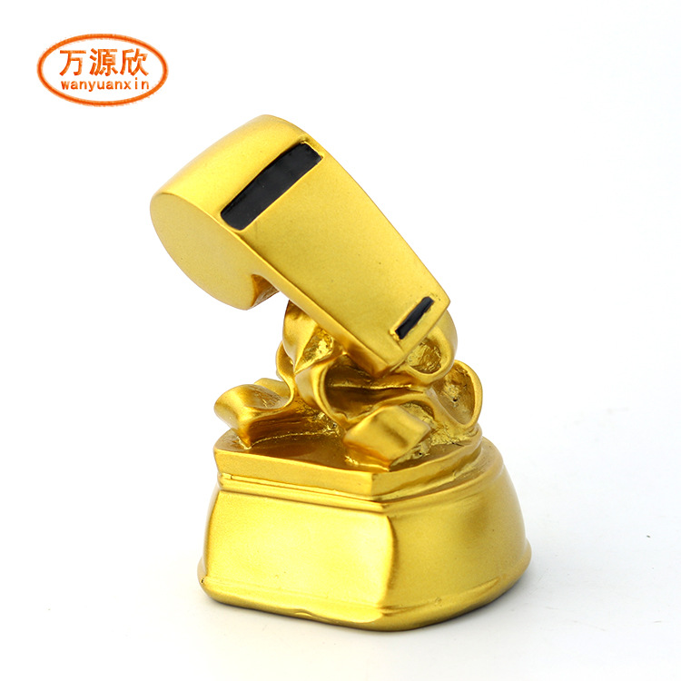 Custom-made Golden Whistle trophy resin handicraft, electroplated resin trophy event HX3003 details Picture