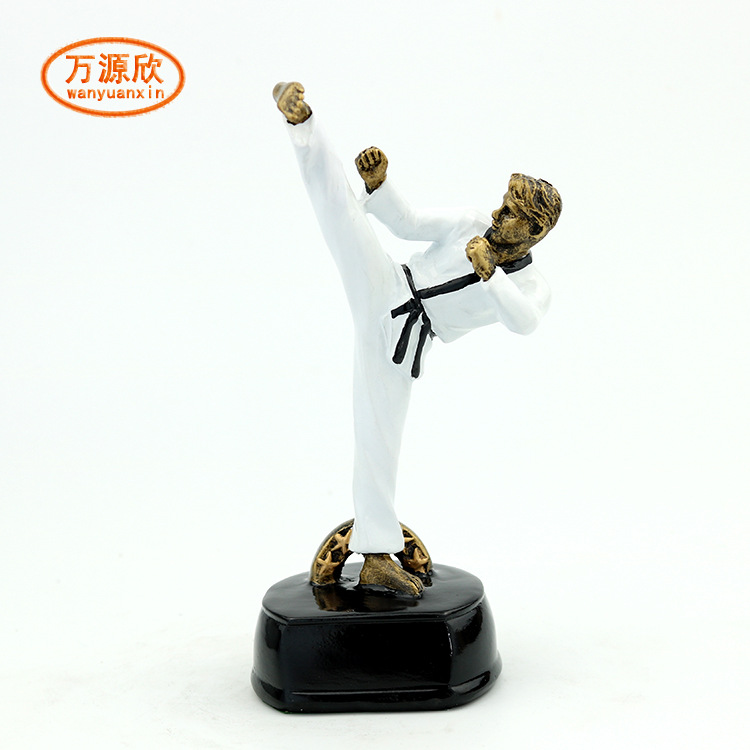 Resin handicraft to set up a taekwondo award trophy horizontal batch kick shape souvenir trophy thumbnail