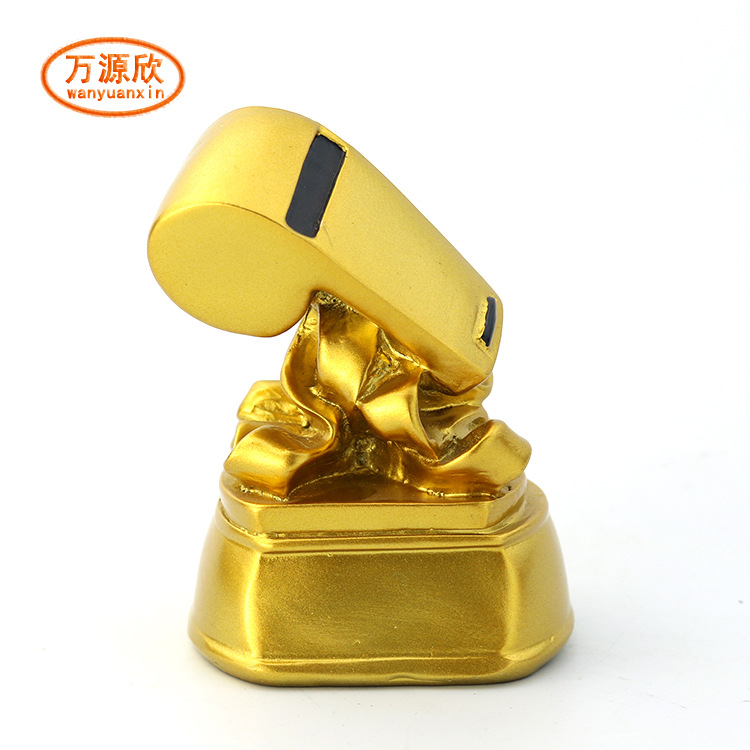 Gold Whistle trophy resin crafts customized electroplating resin cup competition pendant HX3003 thumbnail