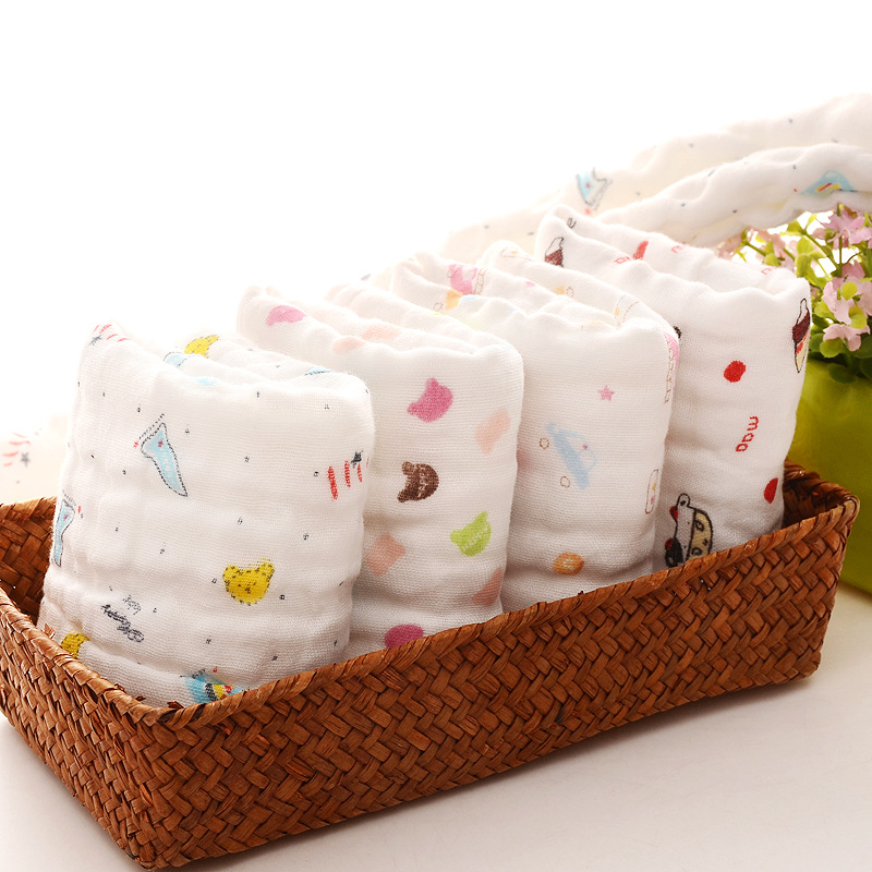 Infant and toddler high-density six-layer bubble washed gauze children's towels, children's face towels, baby saliva towels details Picture