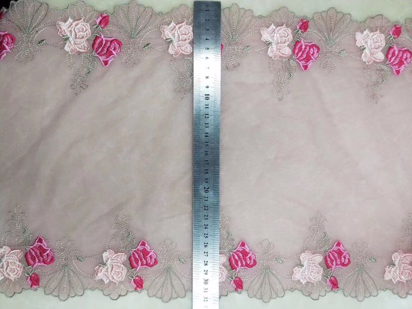 Multi-color embroidered barcode on mesh fabric Application Scenario