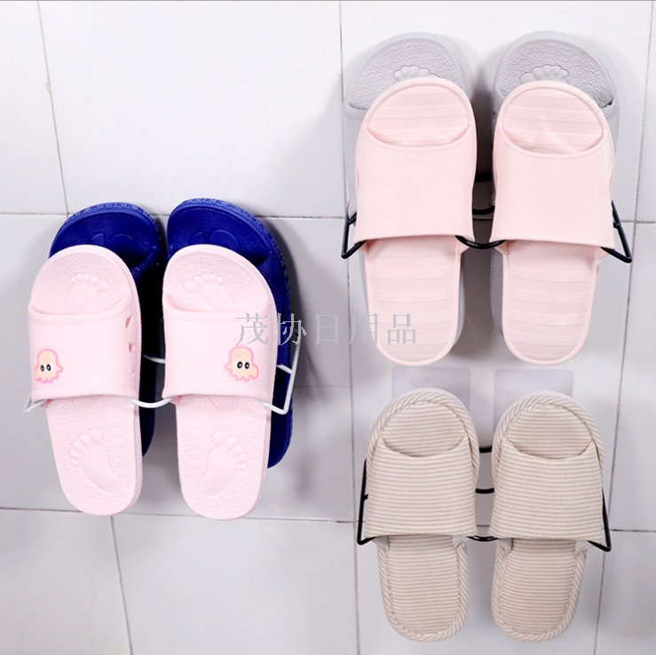 Bathroom storage rack wall hanging iron art shoe organizer Small shoe rack slipper rack Creative multi-layer indoor moisture-proof shoe rack