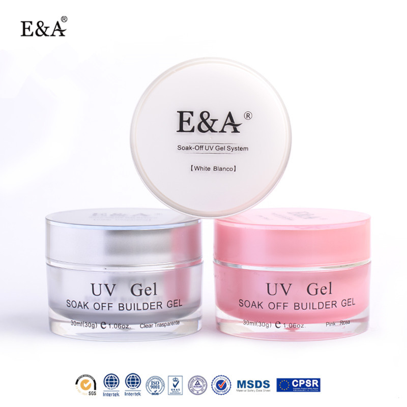 E&A甲油胶工厂直销美甲UV胶光疗胶白色30g 快速延长胶 模型胶