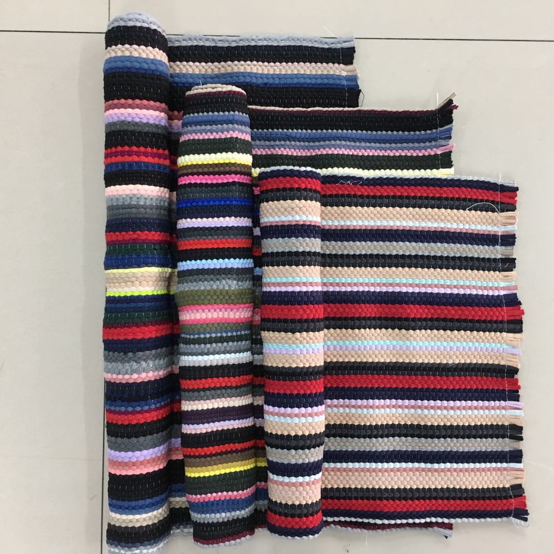 Cheap fish thread cotton mat, cloth strip mat, cloth strip woven mat, cotton strip mat, cotton mat, cotton carpet details Picture