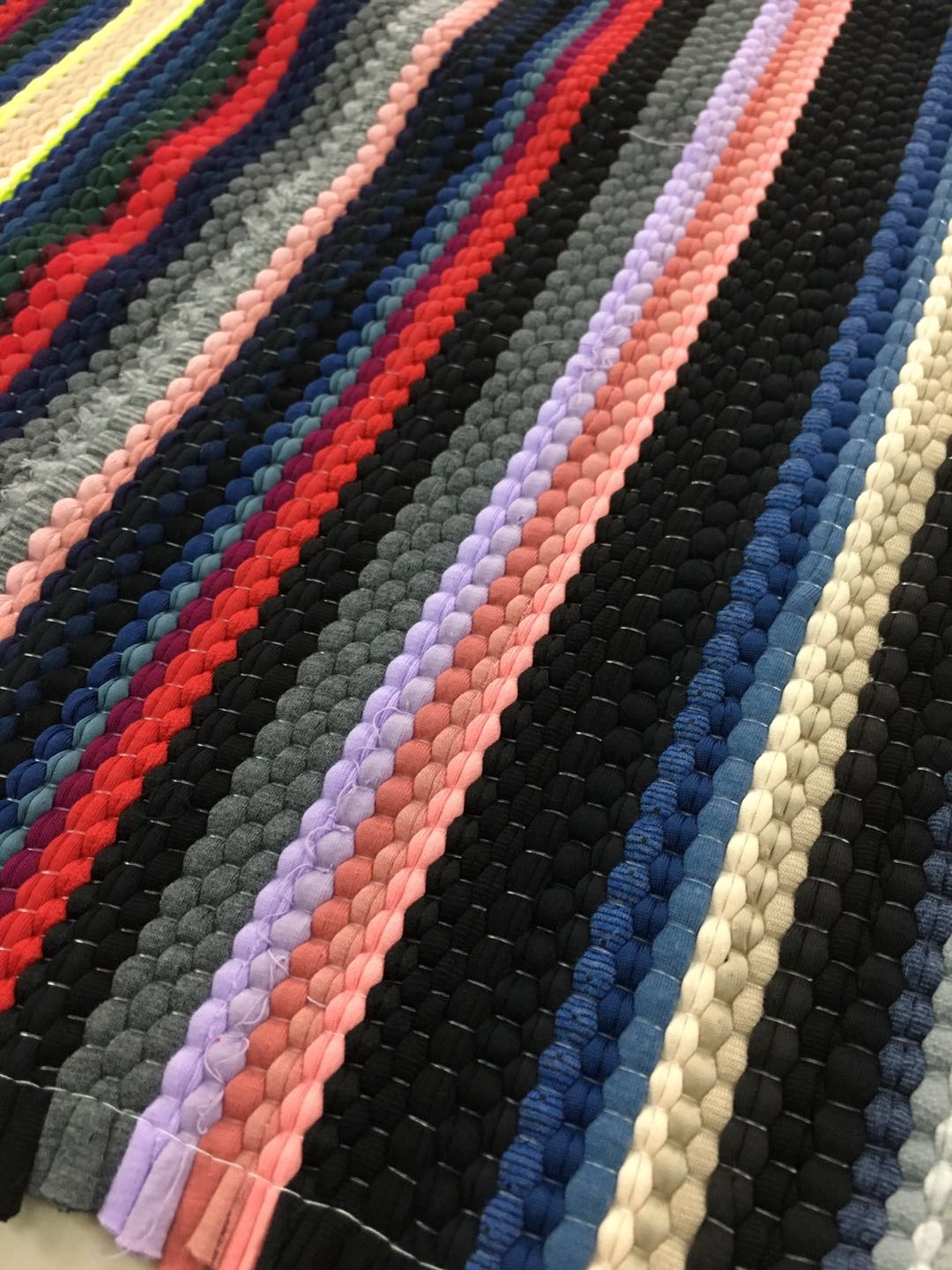 Cheap fish thread cotton mat, cloth strip mat, cloth strip woven mat, cotton strip mat, cotton mat, cotton carpet Item Picture