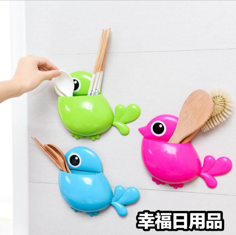 可爱创意小鸟强力吸盘牙刷架洗漱收纳盒小鸟牙刷盒牙刷