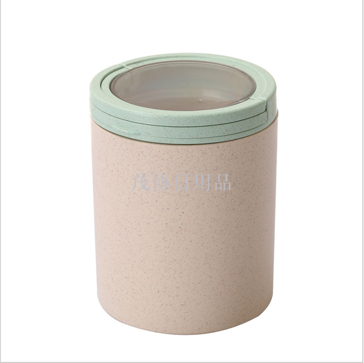 Bamboo fiber kitchen storage tank, eco-friendly snap-on glass sealed jar, dried fruit storage, tea can 0.8L details Picture
