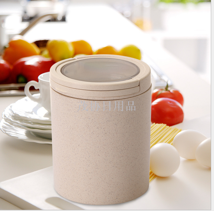 Bamboo fiber kitchen storage tank, eco-friendly snap-on glass sealed jar, dried fruit storage, tea can 0.8L Application Scenario