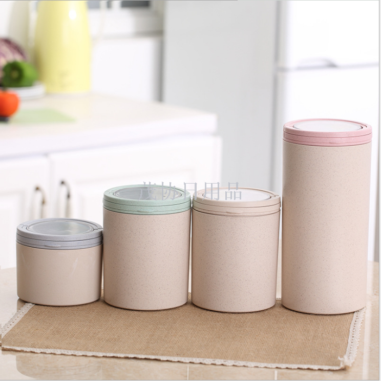 Bamboo fiber storage tank, kitchen glass for grains and tea, snap-on plastic 1.6L storage tank Specification image