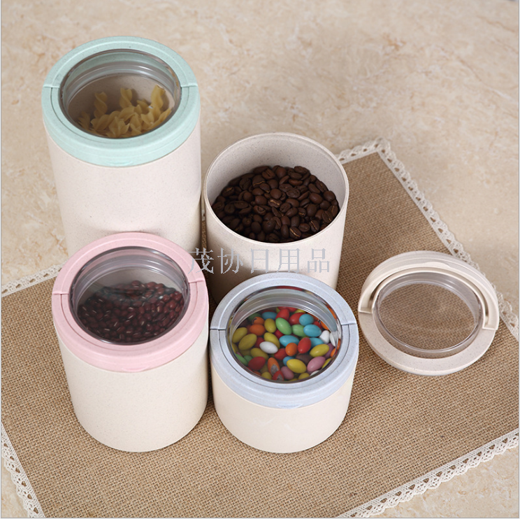 Bamboo fiber storage tank, kitchen glass for grains and tea, snap-on plastic 1.6L storage tank Application Scenario