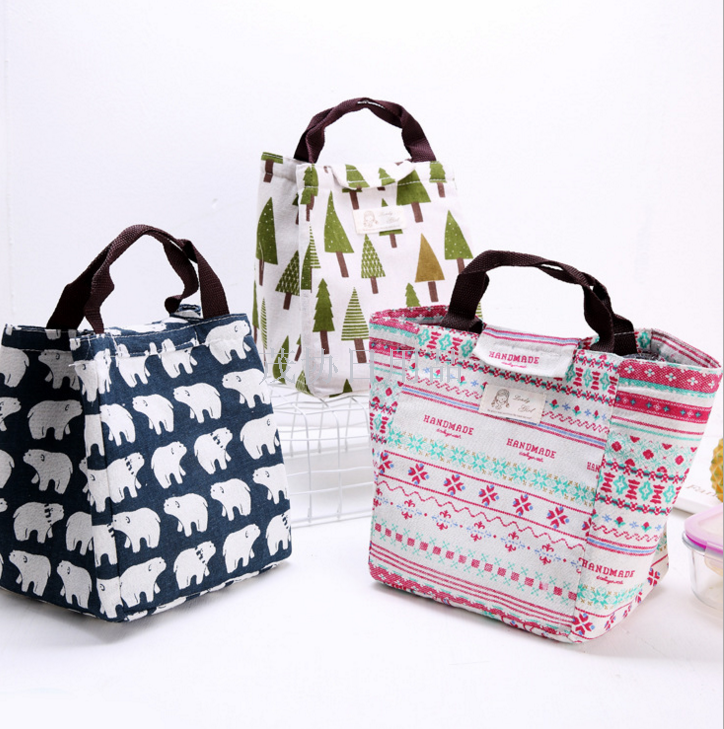 Tarpaulin hand held insulated bento bento bento box bag Japanese bag for lunch