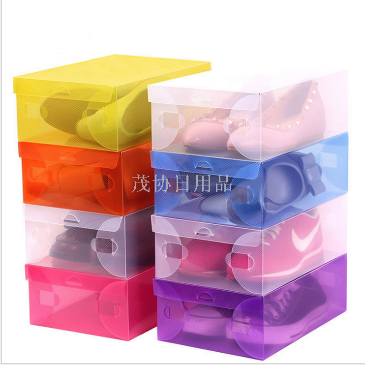 Thickened clamshell transparent men's and women's shoe boxes custom PP plastic foldable shoe boxes children storage storage boxes