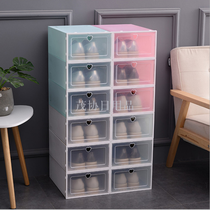 Drawer type shoe box transparent household goods finishing box flap drawer type shoe box plastic flap