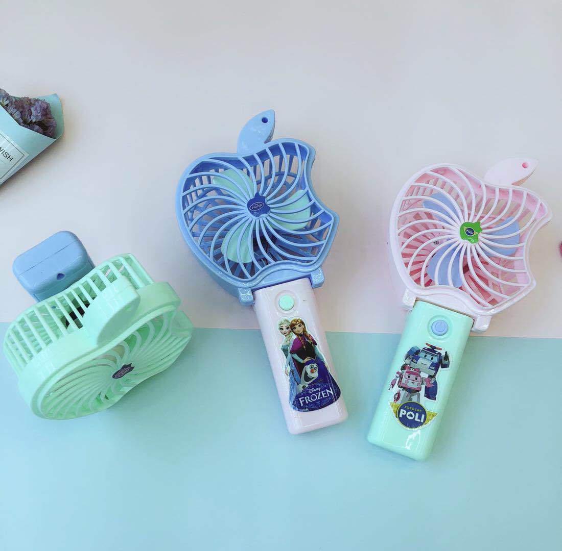 厂家直销夏季迷你手持风扇USB充电便携式苹果形状风扇折叠式产品图