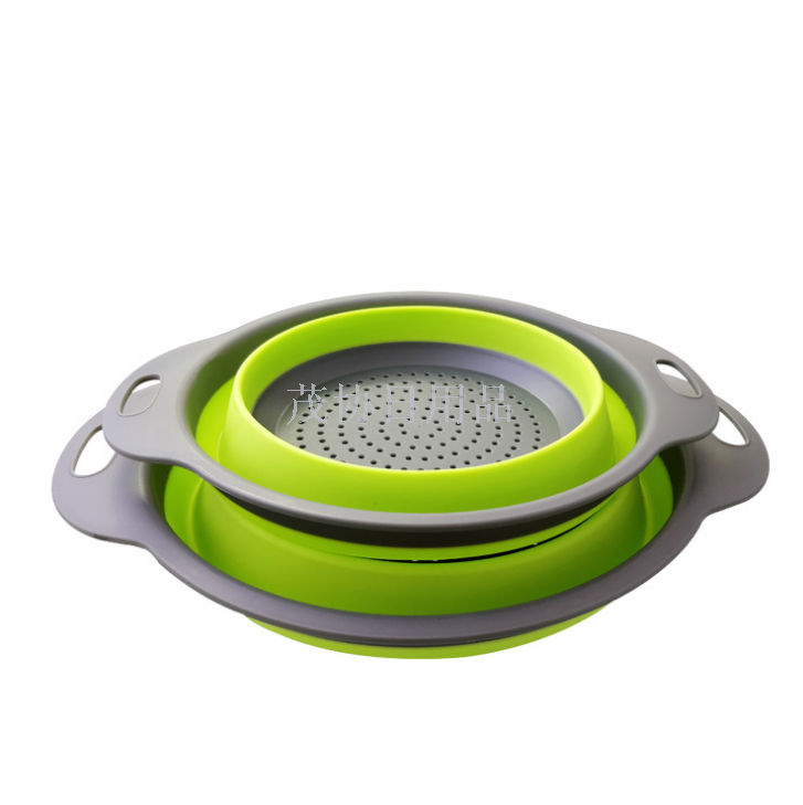 Folding asphalt basket round fruit basket 2 sets stretch wash vegetable basket kitchen asphalt basket