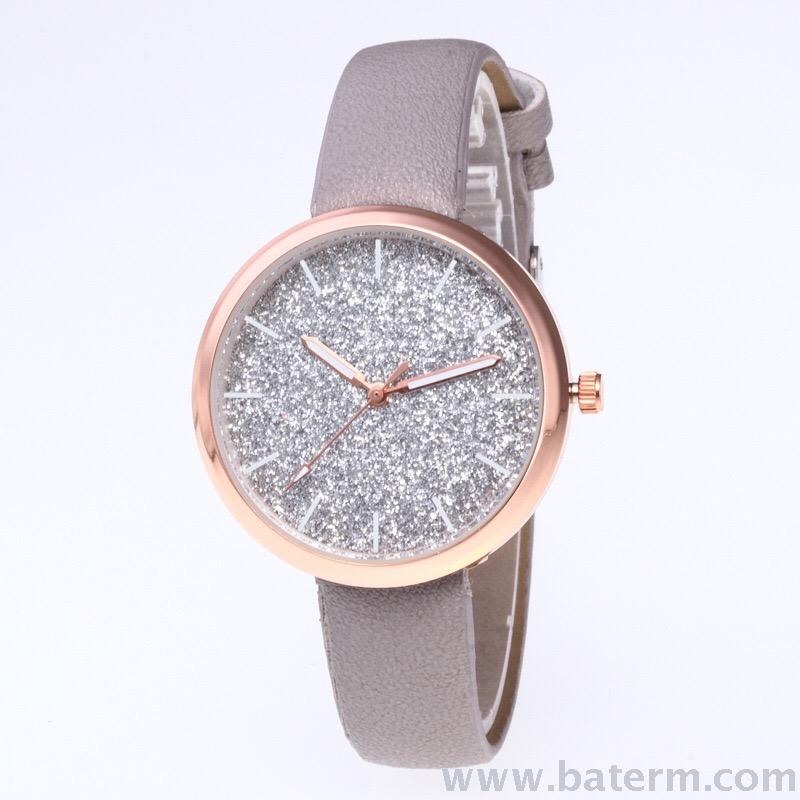 Versión coreana moda oro rosa color gypsophila stripe strap belt reloj de mujer reloj de cuarzo details Picture