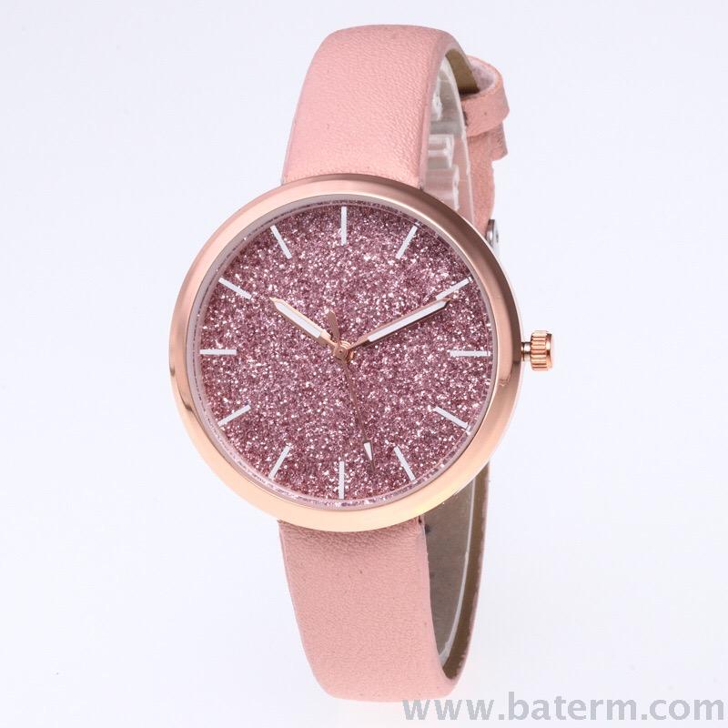 Versión coreana moda oro rosa color gypsophila stripe strap belt reloj de mujer reloj de cuarzo