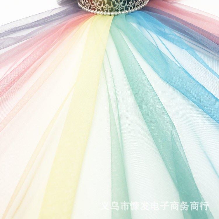 Printed mesh, gradient mesh fabric, digital printed hexagonal mesh fabric, rainbow printed fabric in stock Specification image