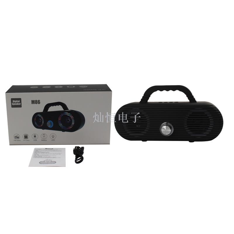 The new dual-speaker 10W high-power stereo portable Bluetooth speaker is equipped with an LED seven-color flashing light FM radio TF card Application Scenario