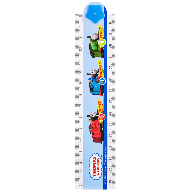 得力71992托马斯180度可折叠直尺学生学习测量仪器塑料卡通30cm产品图