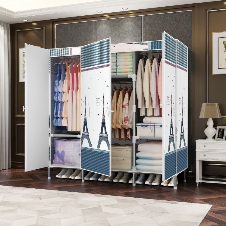 New fabric 25 thick tube wardrobe combination wardrobe with door vertical single - double three - open new wardrobe cabinet thumbnail