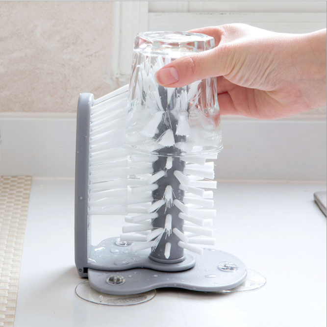 吸壁式洗杯刷懒人杯子刷玻璃杯清洁刷厨房旋转水杯茶杯刷子洗杯刷