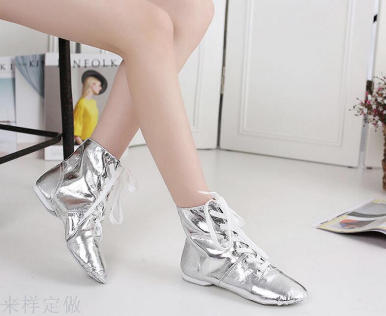 高帮成人儿童帆布爵士靴软底舞蹈鞋新款练功鞋芭蕾舞鞋演出鞋产品图