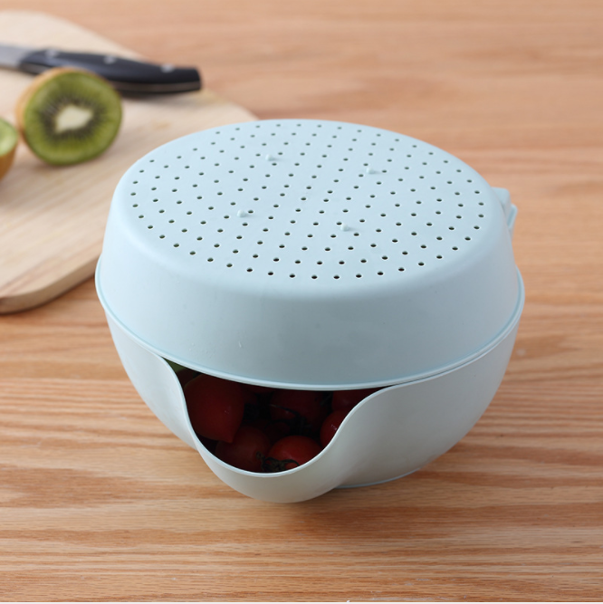 新款双层水果盘可放手机家用懒人糖果盒欧式可分离式沥水篮塑料细节图