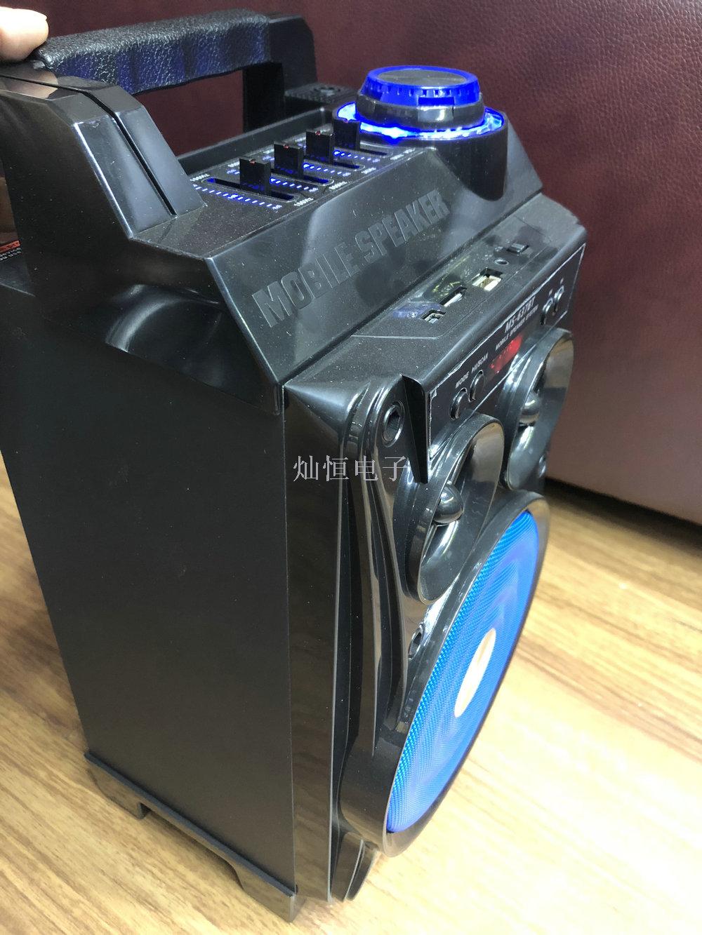 New MS wooden portable Bluetooth speaker, wireless card, USB speaker, radio, high-power EQ subwoofer details Picture