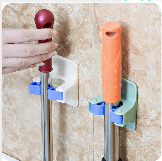 Bathroom wall-mounted mop clamp, strong adhesive mop stand, bathroom non-drilling broom stand details Picture