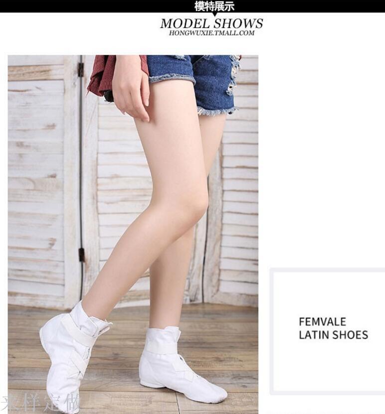 高帮成人儿童帆布爵士靴软底舞蹈鞋练功鞋女舞鞋芭蕾舞鞋产品图