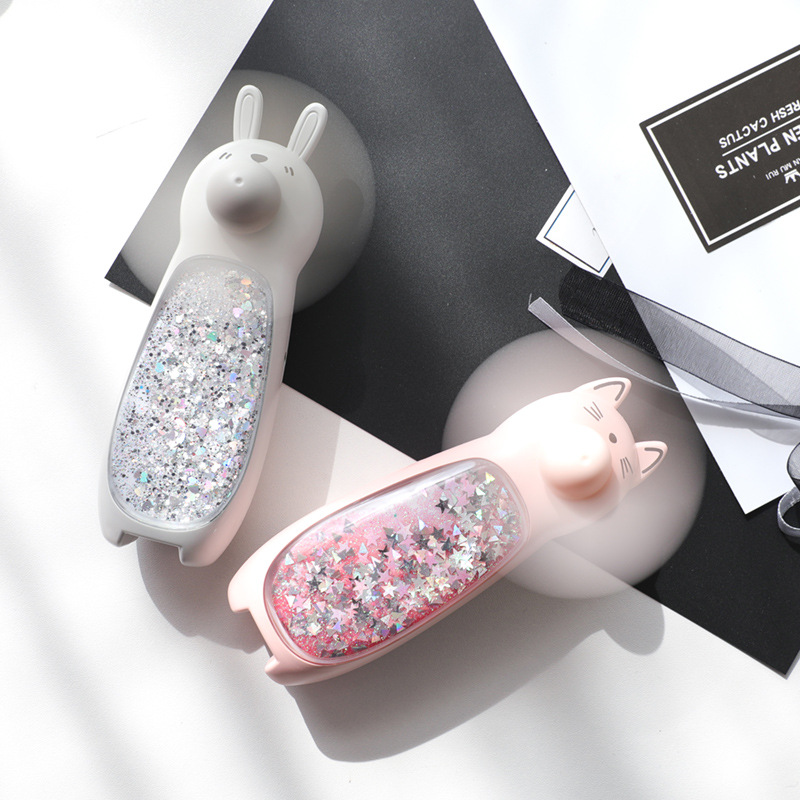 创意颜值流沙猫咪风扇 随身便携可充电usb迷你小型带灯手持风扇细节图