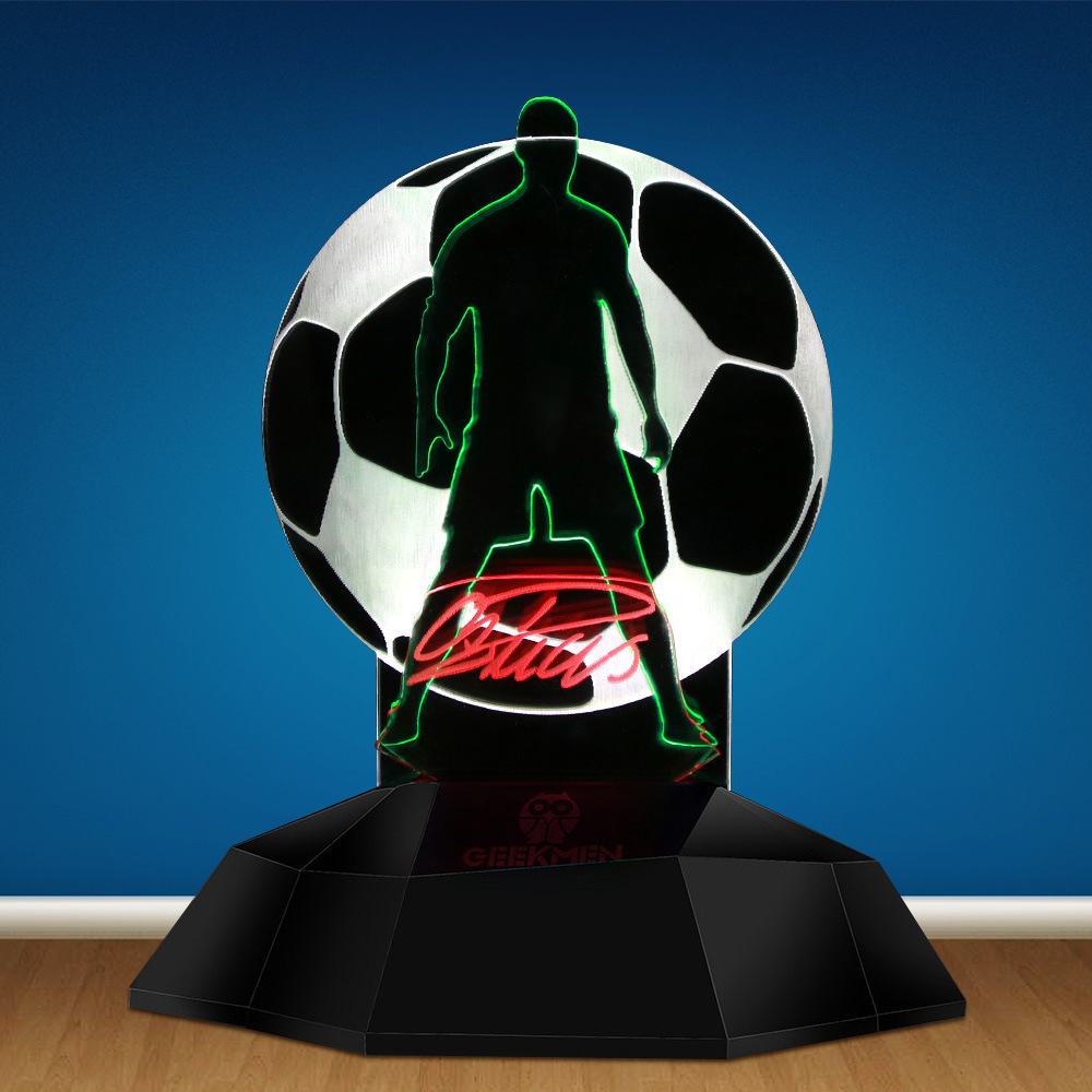 World Cup 3D vertical light Cristiano Ronaldo football inverted gold hook lamp LED touch switch small night light