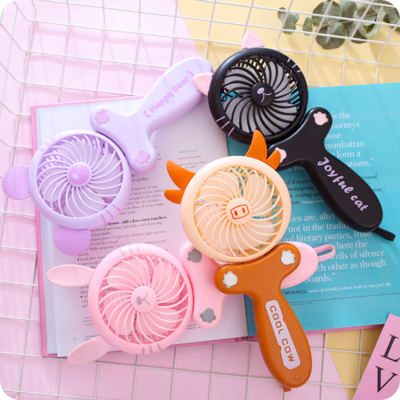 Creative cartoon usb fan Mini cute hand card with folding charging small electric fan small appliances details Picture