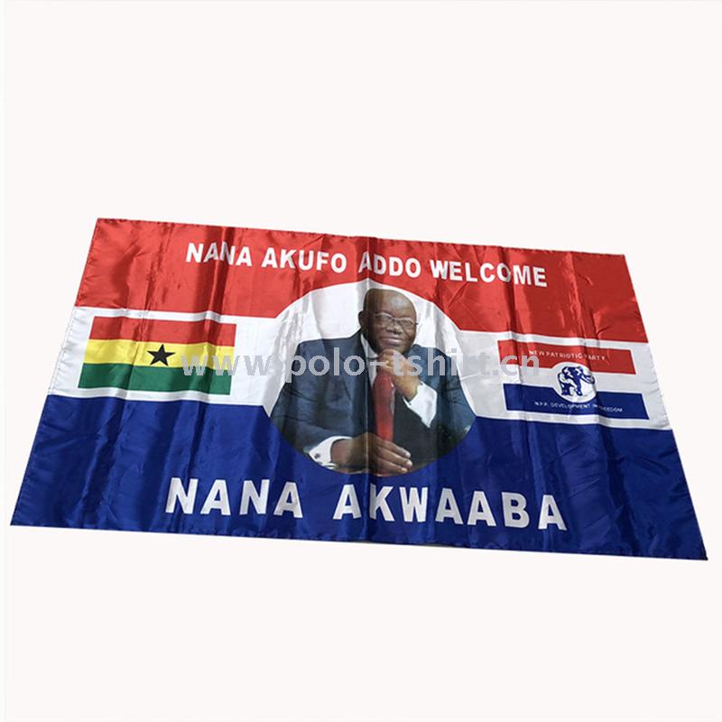 Custom polyester color fabric screen printing African country Ghana election flag