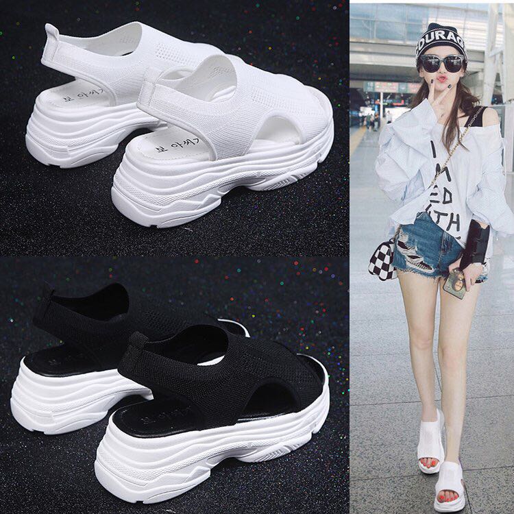 网面透气厚底凉鞋产品图