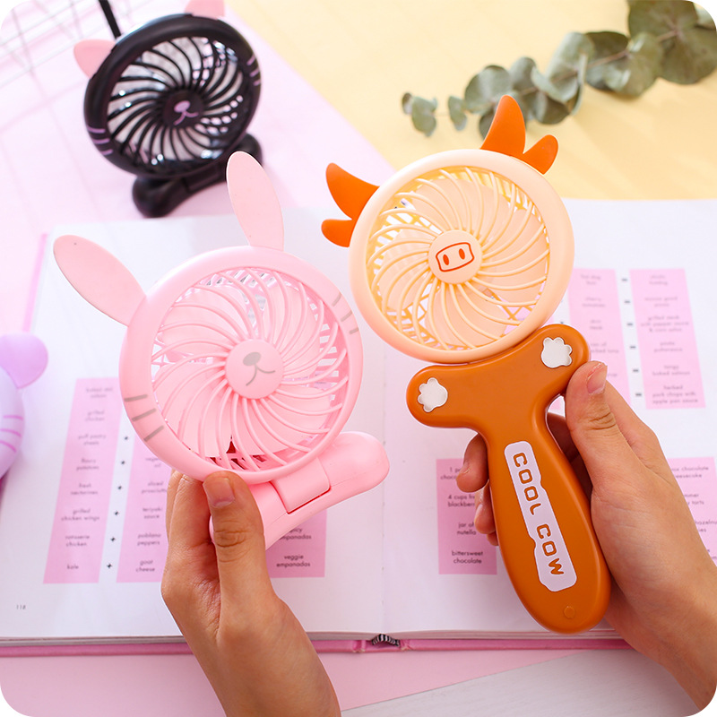 Creative cartoon usb fan Mini cute hand card with folding charging small electric fan small appliances Specification drawing