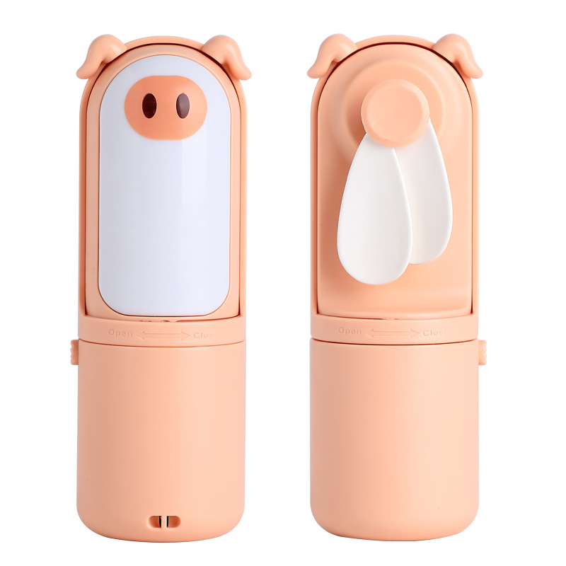 Yiwu good goods mini cute animal handheld led night light small fan portable rechargeable cartoon