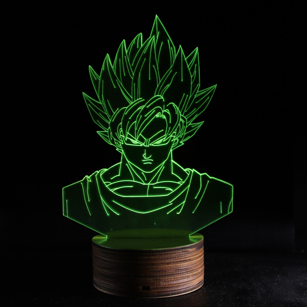 3D 3D vision light Dragon Ball Wukong 3D light Saiya man turned into LED decorative night light