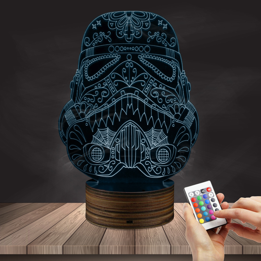 Wooden stereo light candy white soldier 3D light LED remote color changing small night light