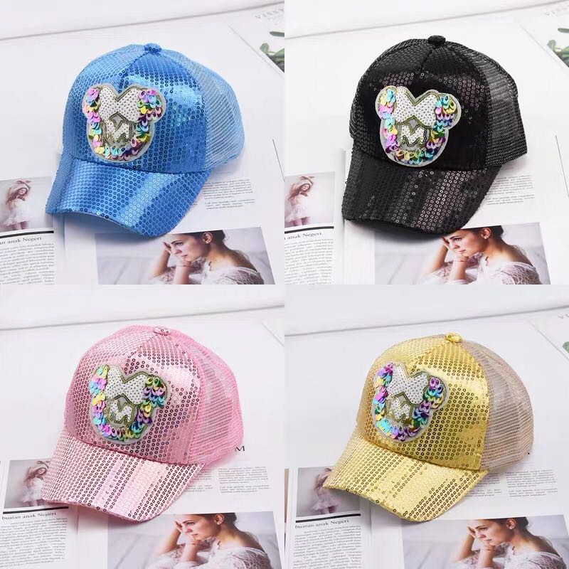 Yiwu Selection children's hats Spring/summer boys sequins baseball caps breathable mesh hats female baby sun hat
