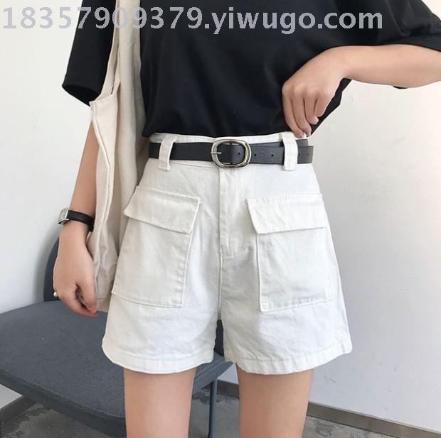 Real shot denim shorts women fashion outside wearing network red 2019 spring and summer new high-waisted wide legs loose a word hot pants full figure