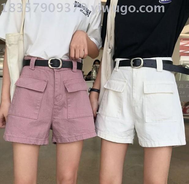 Real shot denim shorts women fashion outside wearing network red 2019 spring and summer new high-waisted wide legs loose a word hot pants Application Scenario