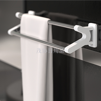 Perforation-free double rod towel rack Stainless steel bathroom Bathroom Bath towel rack Bathroom storage rack bathroom